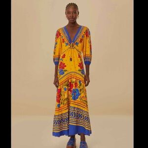 FARM Rio Multicolor Floral Long Sleeve Dress NWT